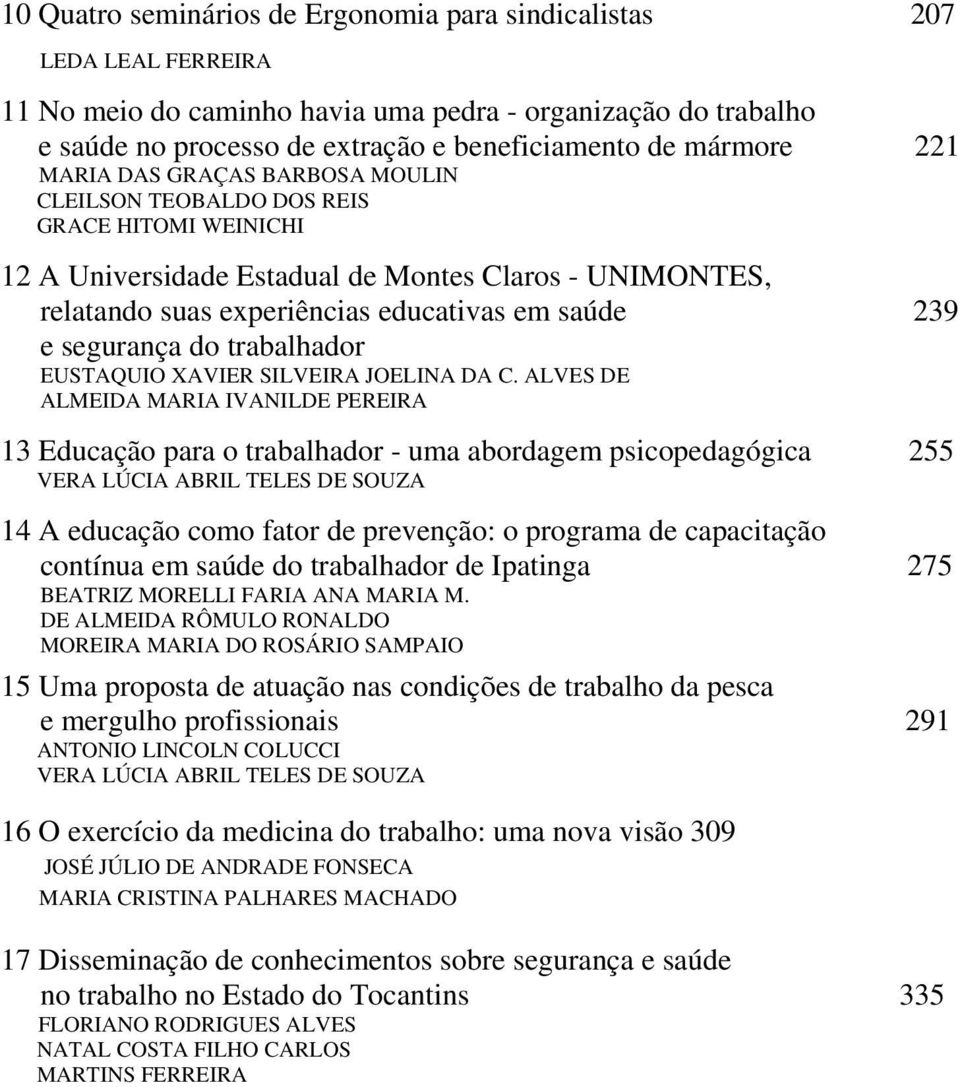 segurança do trabalhador EUSTAQUIO XAVIER SILVEIRA JOELINA DA C.