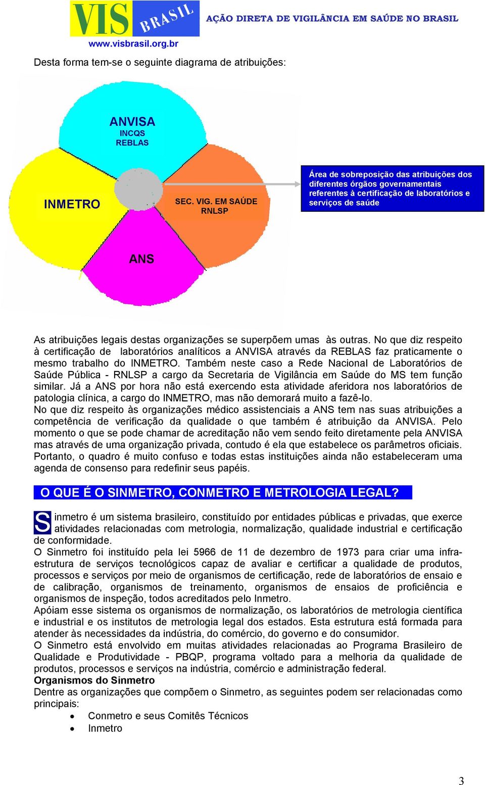 superpõem umas às outras. No que diz respeito à certificação de laboratórios analíticos a ANVISA através da REBLAS faz praticamente o mesmo trabalho do INMETRO.