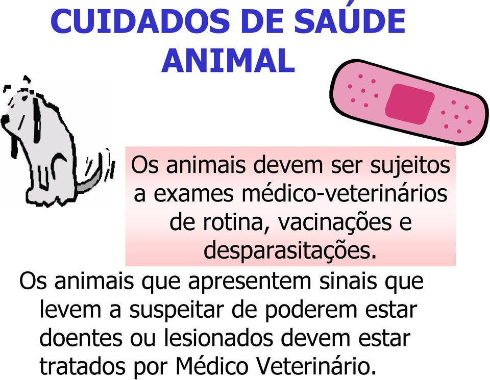 Os animais que apresentem sinais que levem a suspeitar de poderem