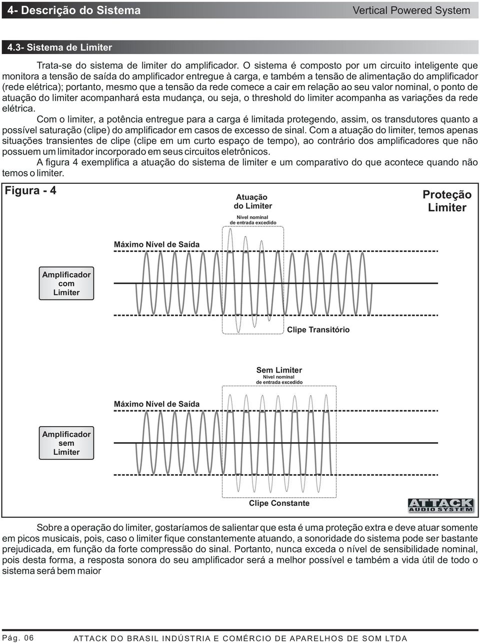 a tensão da rede comece a cair em relação ao seu valor nominal, o ponto de atuação do limiter acompanhará esta mudança, ou seja, o threshold do limiter acompanha as variações da rede elétrica.