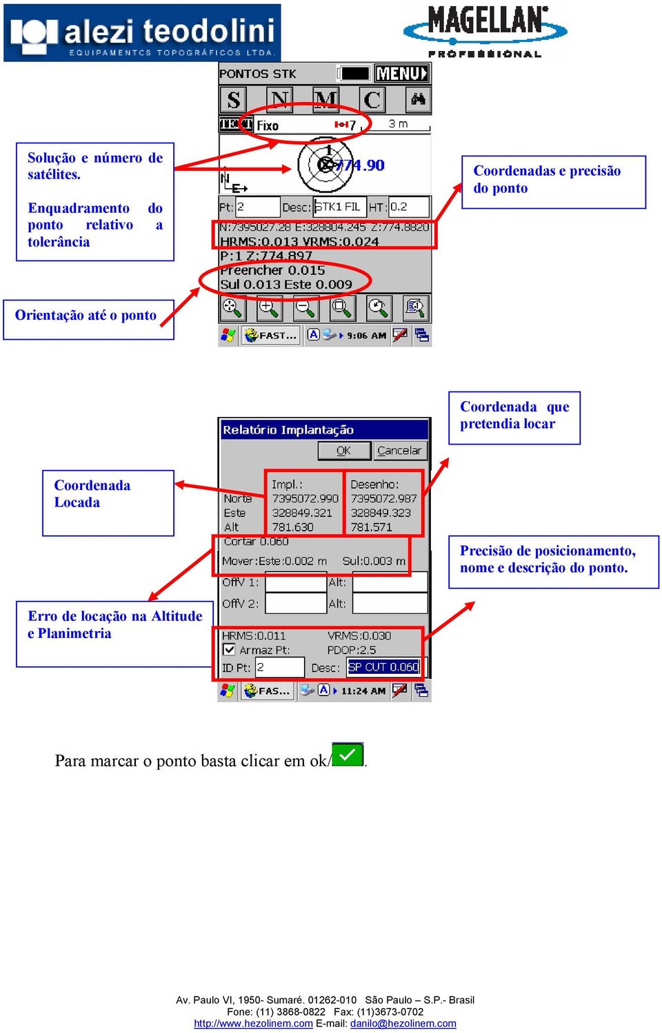 Orientação até o ponto Coordenada que pretendia locar Coordenada Locada