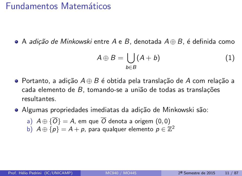 translações resultantes.