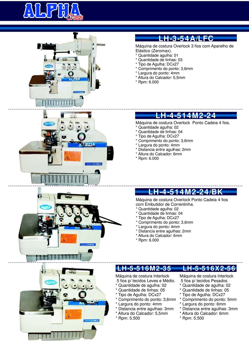 000 LH-4-514M2-24 Máquina de costura Overlock Ponto Cadeia 4 fios.