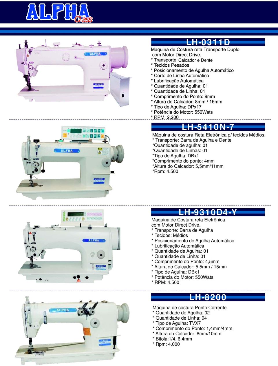 500 LH-9310D4-Y Maquina de Costura reta Eletrônica com Motor Direct Drive.