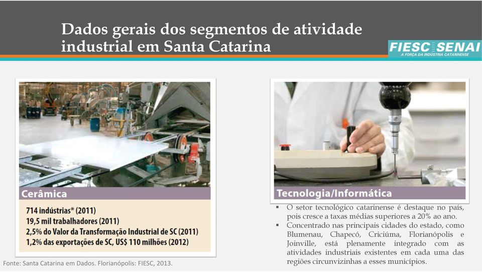 O setor tecnológico catarinense é destaque no país, pois cresce a taxas médias superiores a 20% ao ano.