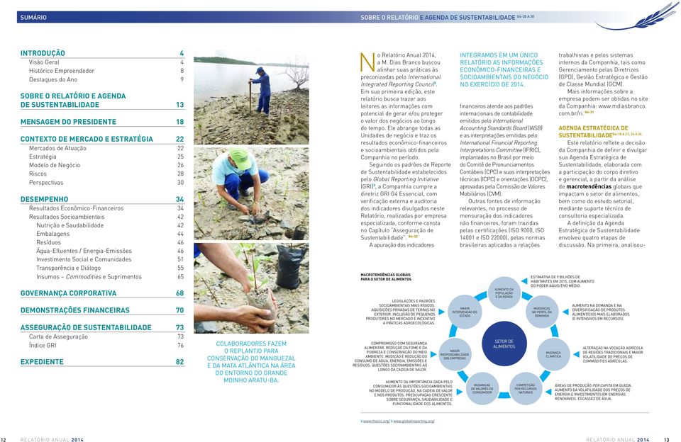 Socioambientais 42 Nutrição e Saudabilidade 42 Embalagens 44 Resíduos 46 Água-Efluentes / Energia-Emissões 46 Investimento Social e Comunidades 51 Transparência e Diálogo 55 Insumos Commodities e