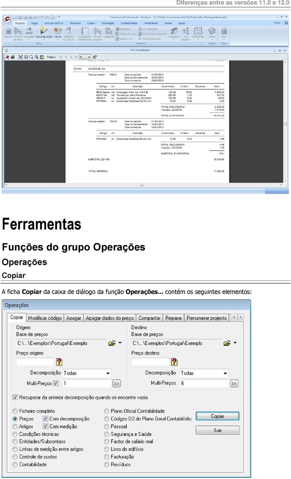 Copiar da caixa de diálogo da