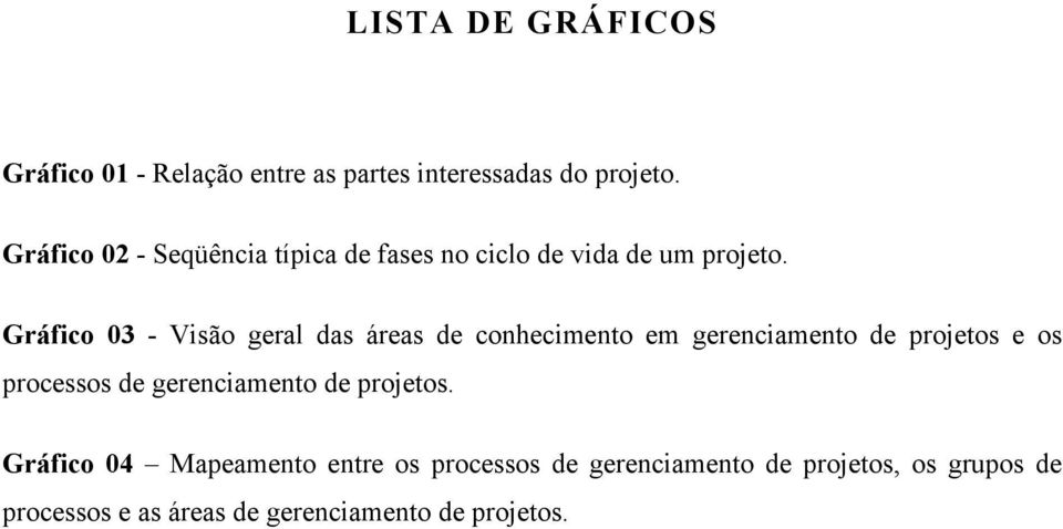 Gráfico 03 - Visão geral das áreas de conhecimento em gerenciamento de projetos e os processos de