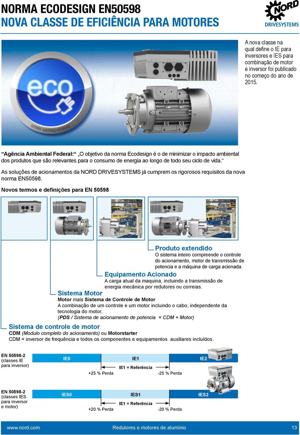 As soluções de acioametos da NORD DRIVESYSTEMS já cumprem os rigorosos requisitos da ova orma EN50598.