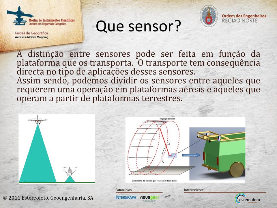 O transporte tem consequência directa no tipo de aplicações desses sensores.