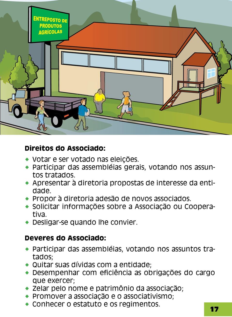 Solicitar informações sobre a Associação ou Cooperativa. Desligar-se quando lhe convier.