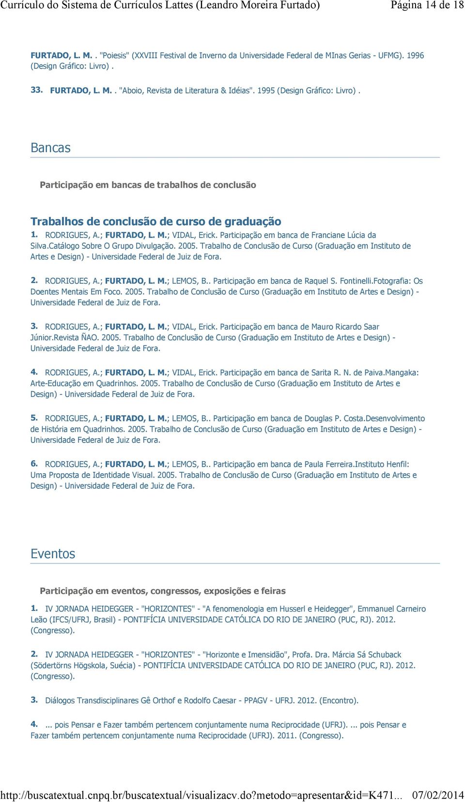 Participação em banca de Franciane Lúcia da Silva.Catálogo Sobre O Grupo Divulgação. 2005.