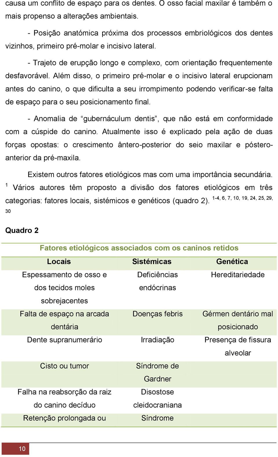 Além disso, o primeiro pré-molar e o incisivo lateral erupcionam antes do canino, o que dificulta a seu irrompimento podendo verificar-se falta de espaço para o seu posicionamento final.