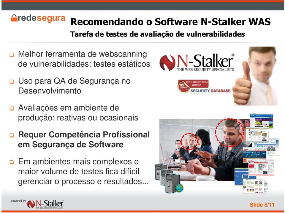 em ambiente de produção: reativas ou ocasionais Requer Competência Profissional em Segurança de Software Em