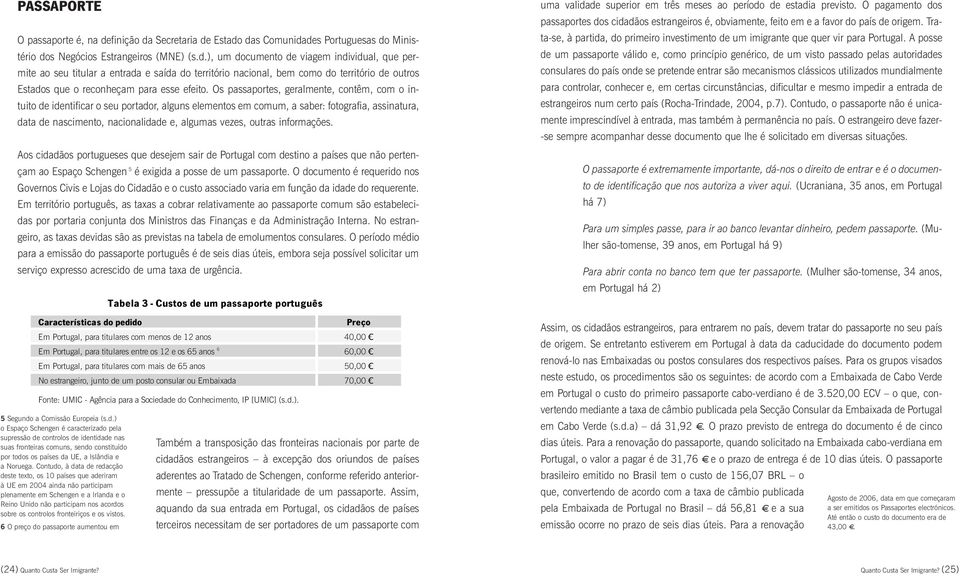 Os passaportes, geralmente, contêm, com o intuito de identificar o seu portador, alguns elementos em comum, a saber: fotografia, assinatura, data de nascimento, nacionalidade e, algumas vezes, outras