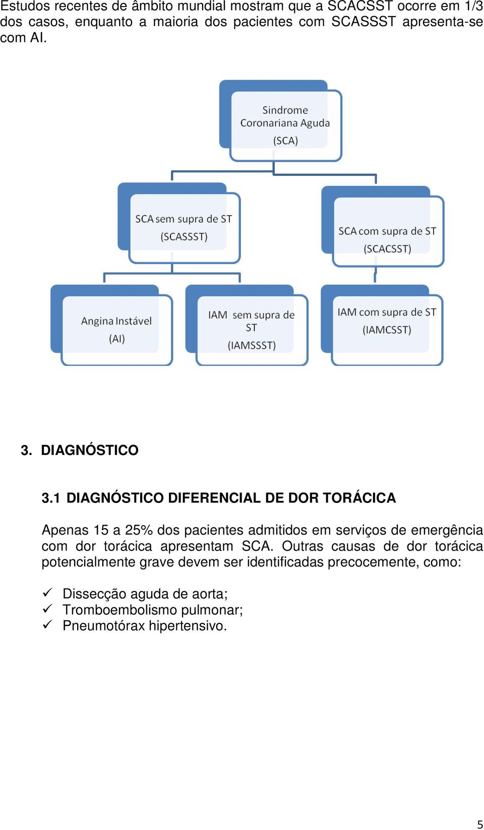 1 DIAGNÓSTICO DIFERENCIAL DE DOR TORÁCICA Apenas 15 a 25% dos pacientes admitidos em serviços de emergência com dor