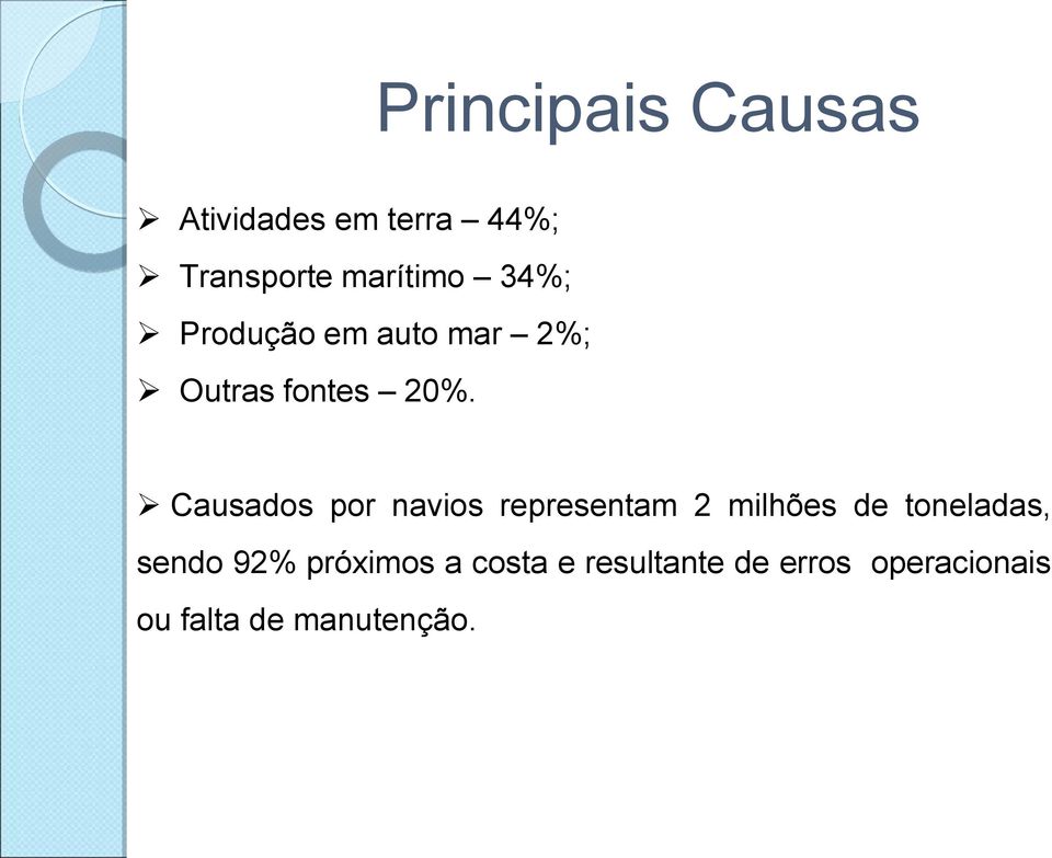 Causados por navios representam 2 milhões de toneladas, sendo