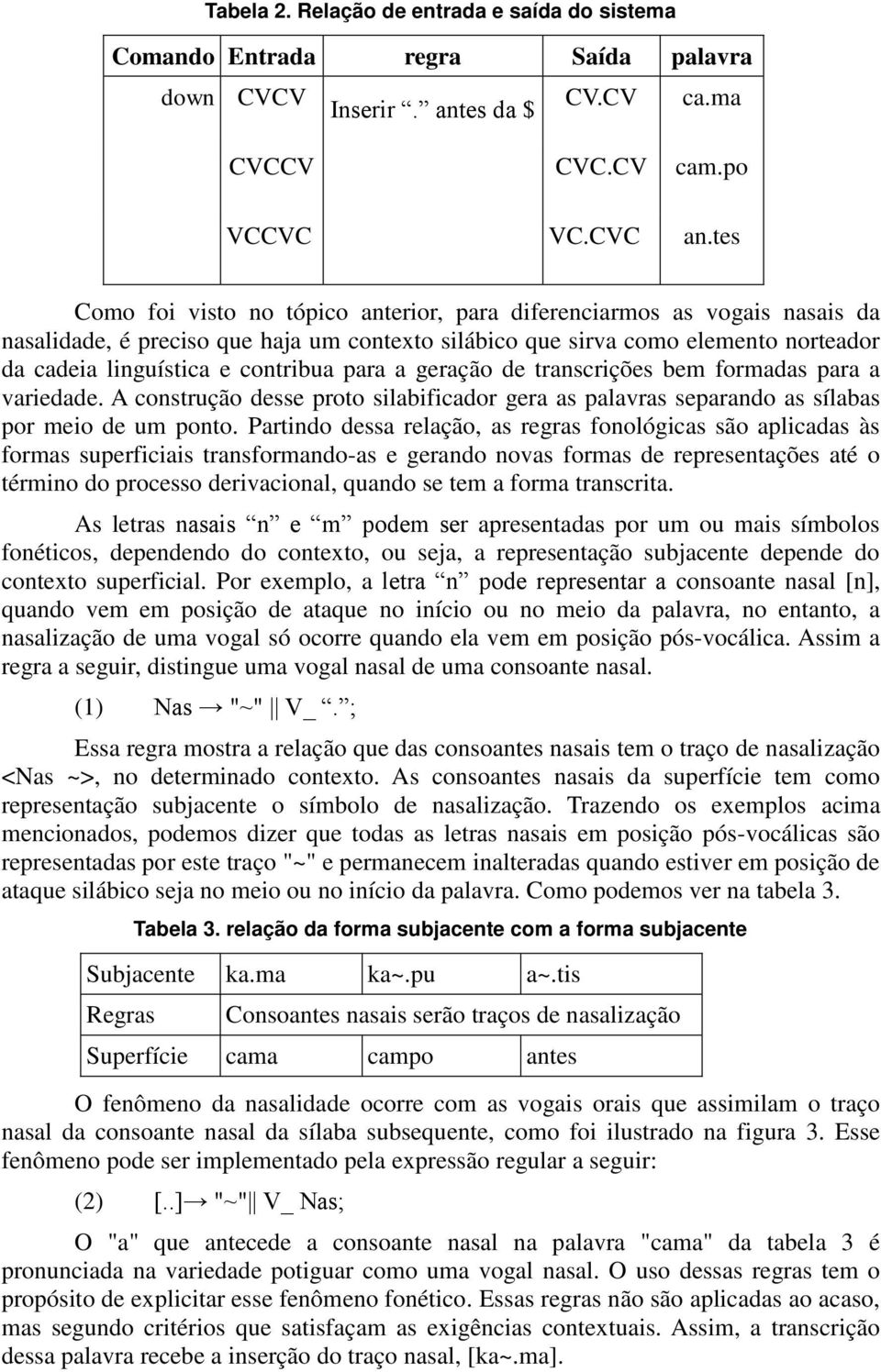 para a geração de transcrições bem formadas para a variedade. A construção desse proto silabificador gera as palavras separando as sílabas por meio de um ponto.