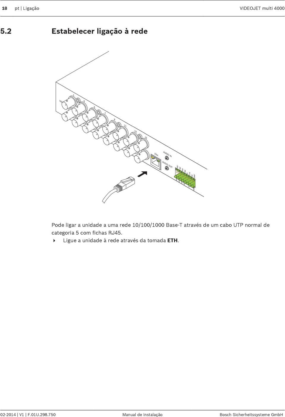 Base-T através de um cabo UTP normal de categoria 5 com fichas RJ45.