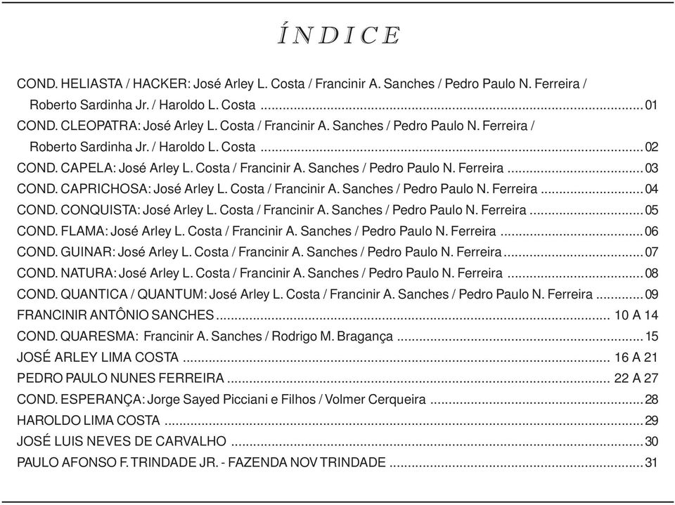 CAPRICHOSA: José Arley L. Costa / Francinir A. Sanches / Pedro Paulo N. Ferreira...04 COND. CONQUISTA: José Arley L. Costa / Francinir A. Sanches / Pedro Paulo N. Ferreira...05 COND.