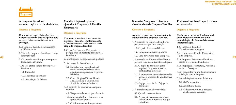 As três etapas típicas das empresas familiares: 4.1. Fundador. 4.2. Sociedade de Irmãos. 4.3. Associação de Primos. Modelos e órgãos de governo ajustados à Empresa e à Família Empresária.