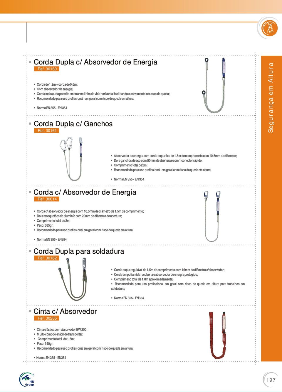 30161 Absorvedor de energia com corda dupla fixa de 1.5m de comprimento com 10.