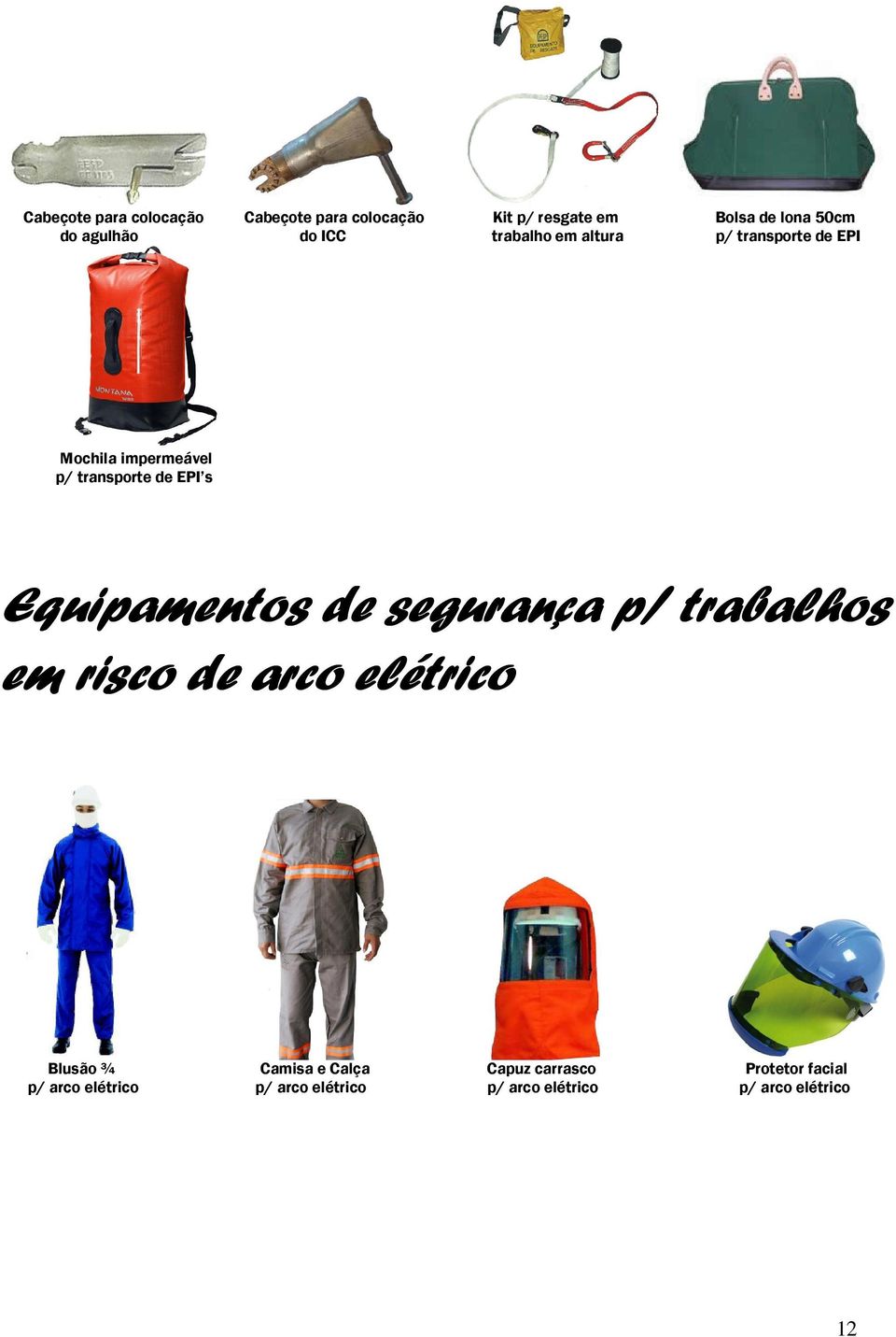 Equipamentos de segurança p/ trabalhos em risco de arco elétric trico Blusão ¾ Camisa e Calça