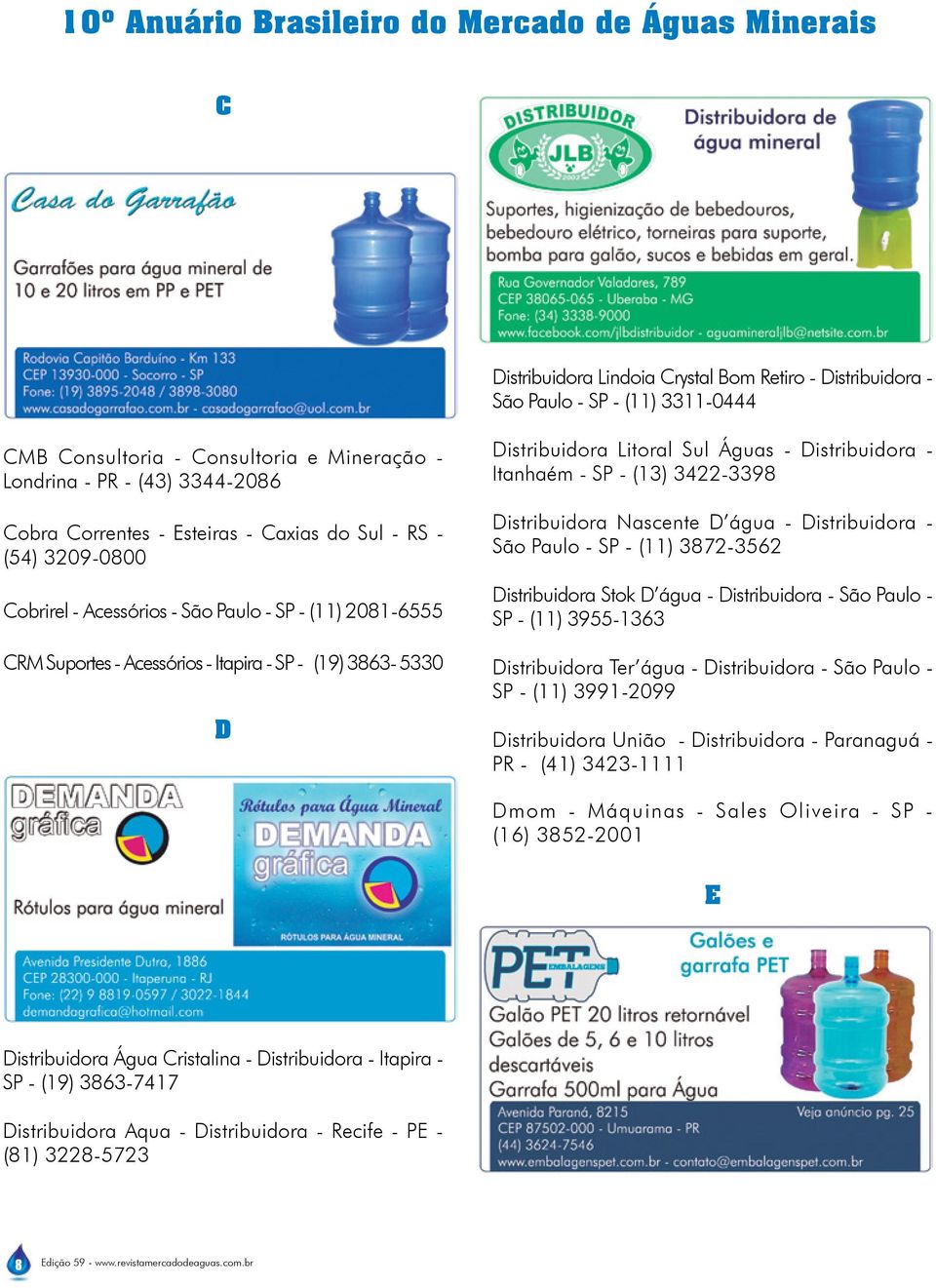 D Distribuidora Litoral Sul Águas - Distribuidora - Itanhaém - SP - (13) 3422-3398 Distribuidora Nascente D água - Distribuidora - São Paulo - SP - (11) 3872-3562 Distribuidora Stok D água -