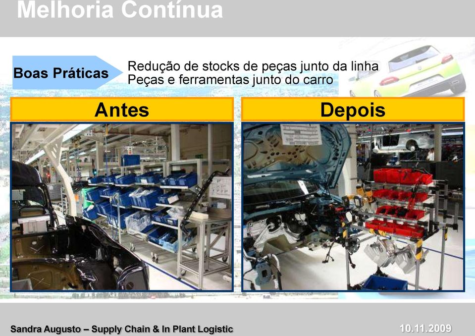 stocks de peças junto da linha