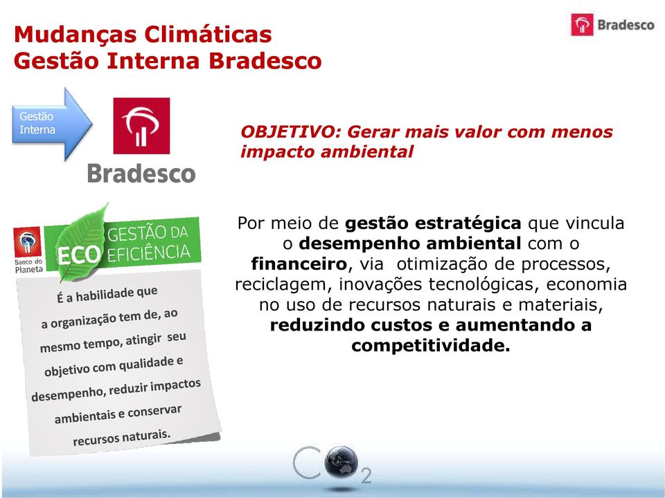 com o financeiro, via otimização de processos, reciclagem, inovações tecnológicas,