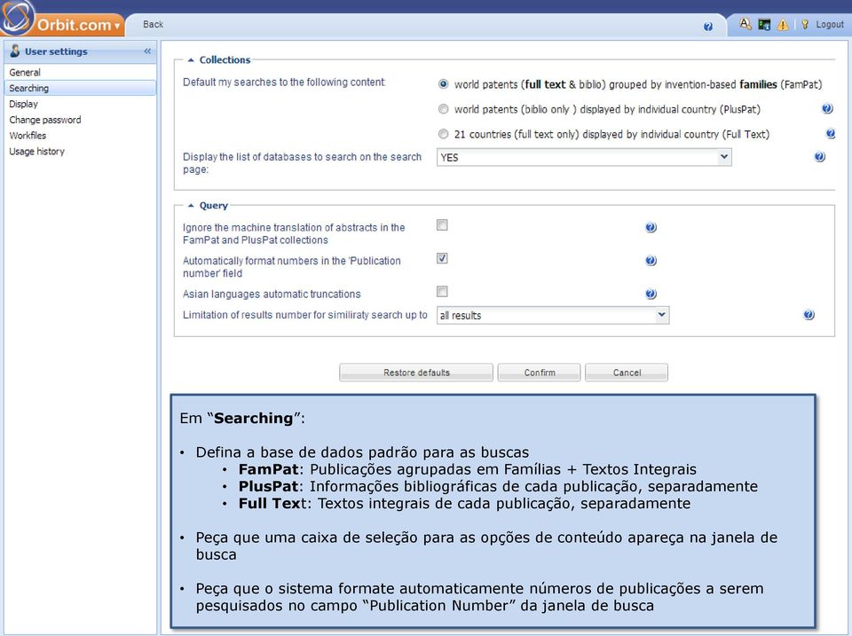 publicação, separadamente Peça que uma caixa de seleção para as opções de conteúdo apareça na janela de busca Peça