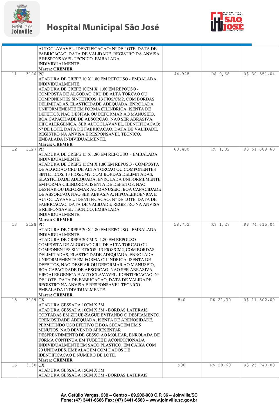 80 EM REPOUSO - COMPOSTA DE ALGODAO CRU DE ALTA TORCAO OU COMPONENTES SINTETICOS, 13 FIOS/CM2, COM BORDAS DELIMITADAS, ELASTICIDADE ADEQUADA, ENROLADA UNIFORMEMENTE EM FORMA CILINDRICA, ISENTA DE