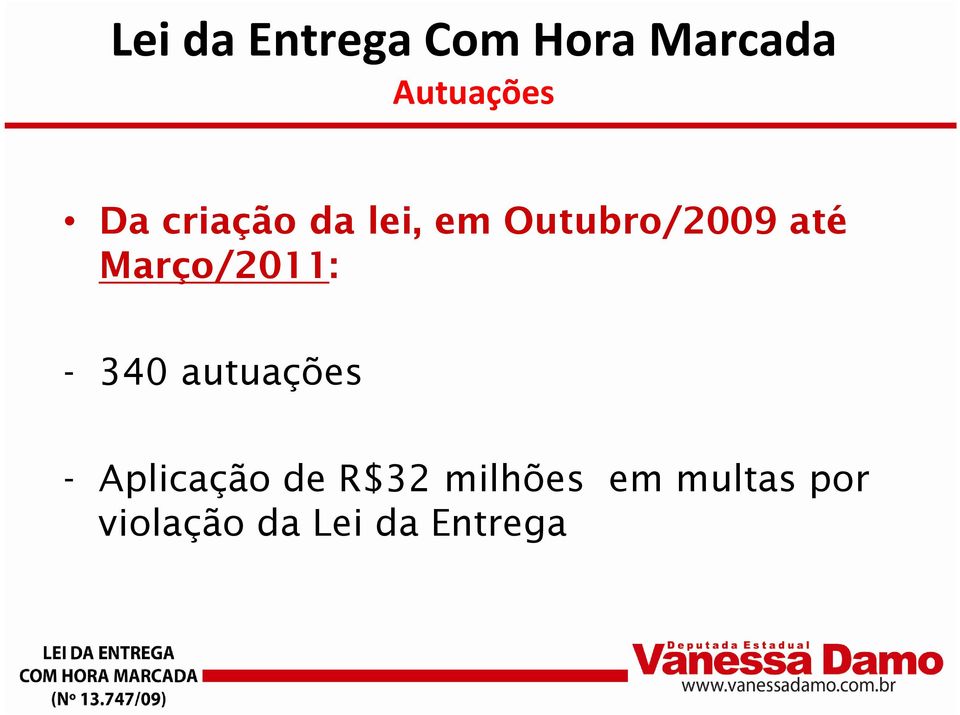 Março/2011: - 340 autuações - Aplicação de