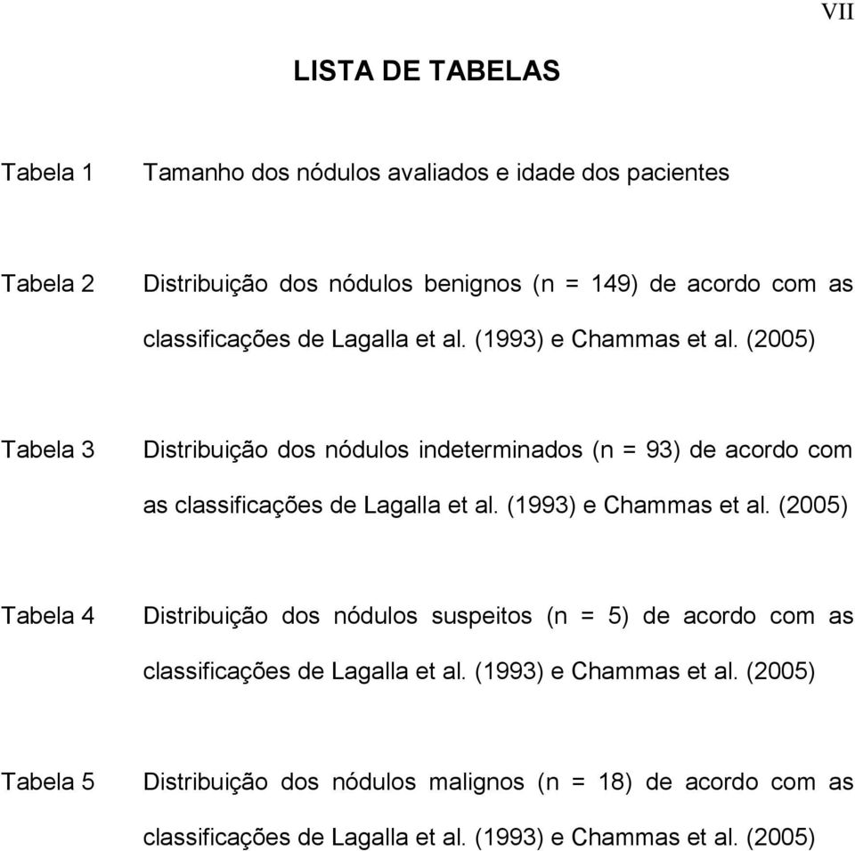 (2005) Tabela 3 Distribuição dos nódulos indeterminados (n = 93) de acordo com as  (2005) Tabela 4 Distribuição dos nódulos suspeitos (n = 5) de acordo
