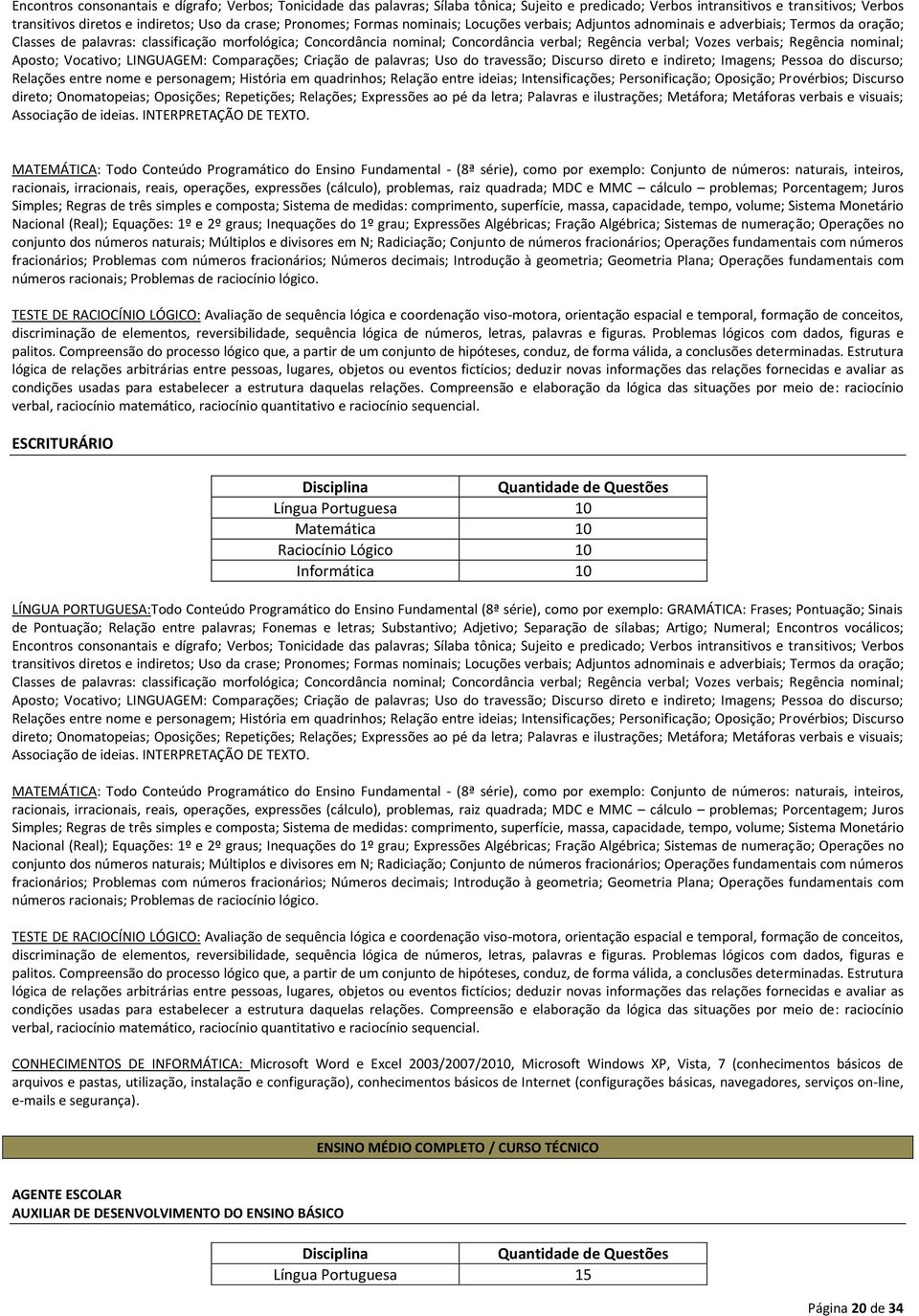 verbal; Vozes verbais; Regência nominal; Aposto; Vocativo; LINGUAGEM: Comparações; Criação de palavras; Uso do travessão; Discurso direto e indireto; Imagens; Pessoa do discurso; Relações entre nome