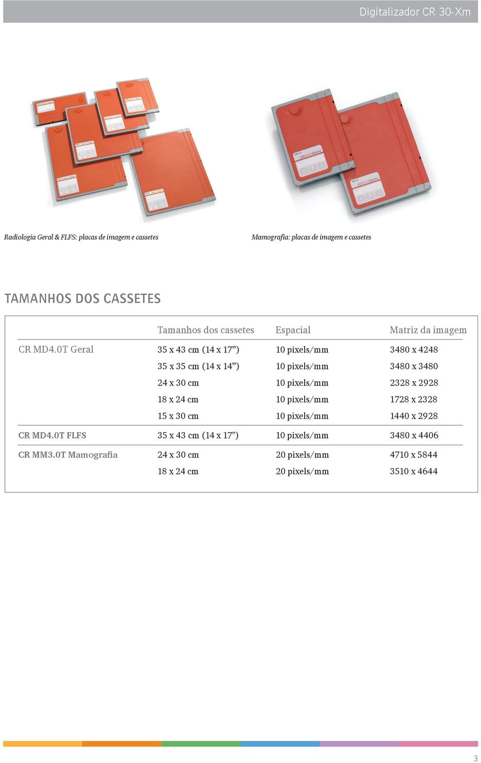 0T Geral 35 x 43 cm (14 x 17 ) 10 pixels/mm 3480 x 4248 35 x 35 cm (14 x 14 ) 10 pixels/mm 3480 x 3480 24 x 30 cm 10 pixels/mm 2328 x