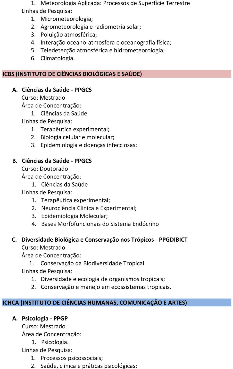 Ciências da Saúde 1. Terapêutica experimental; 2. Biologia celular e molecular; 3. Epidemiologia e doenças infecciosas; B. Ciências da Saúde - PPGCS Curso: Doutorado 1. Ciências da Saúde 1.