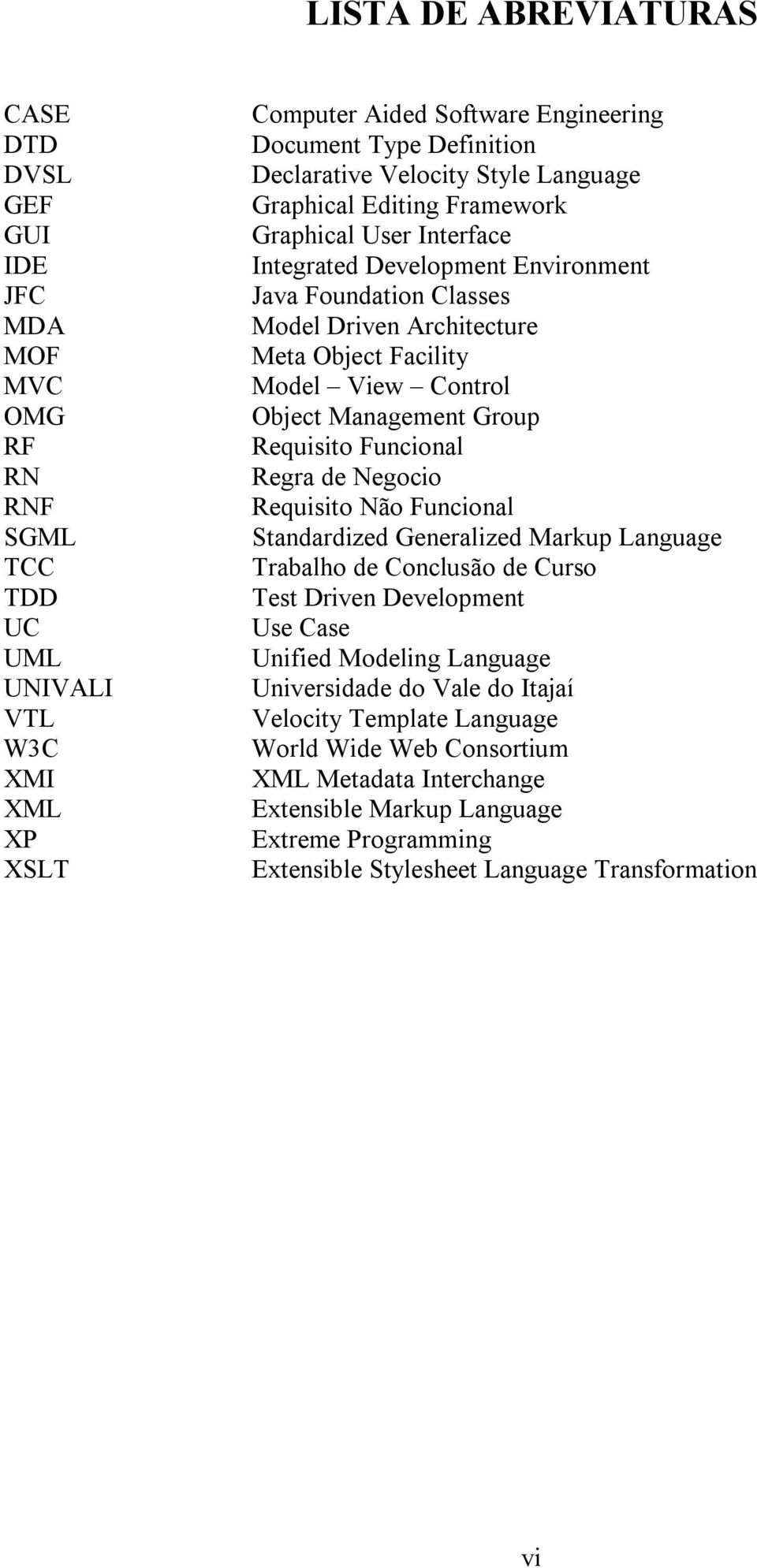 Model View Control Object Management Group Requisito Funcional Regra de Negocio Requisito Não Funcional Standardized Generalized Markup Language Trabalho de Conclusão de Curso Test Driven Development