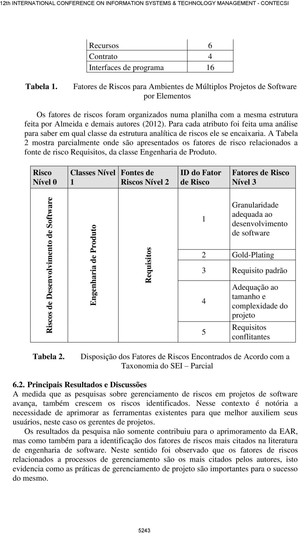 Para cada atributo foi feita uma análise para saber em qual classe da estrutura analítica de riscos ele se encaixaria.