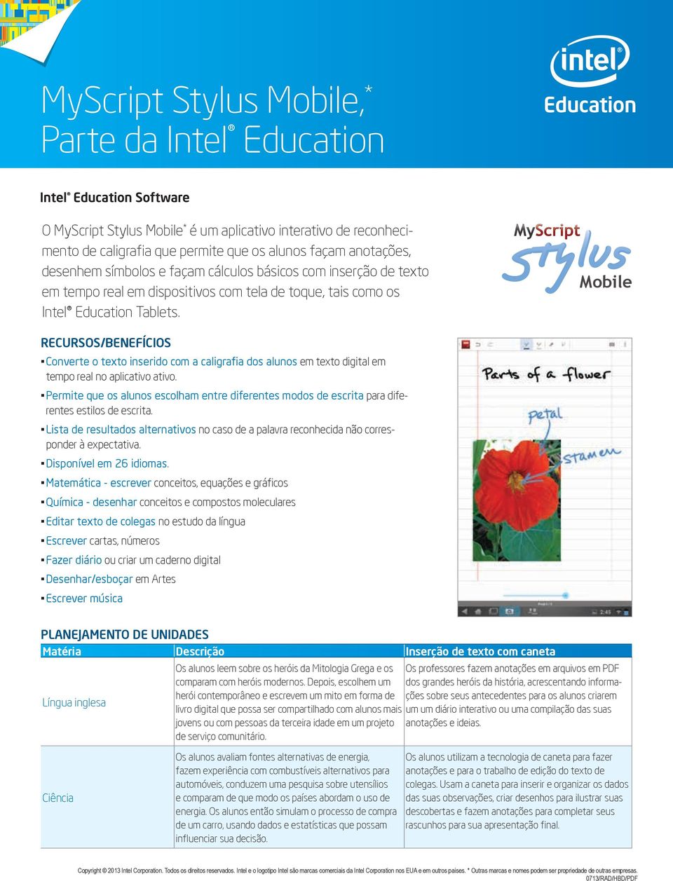 Mobile Converte o texto inserido com a caligrafia dos alunos em texto digital em tempo real no aplicativo ativo.