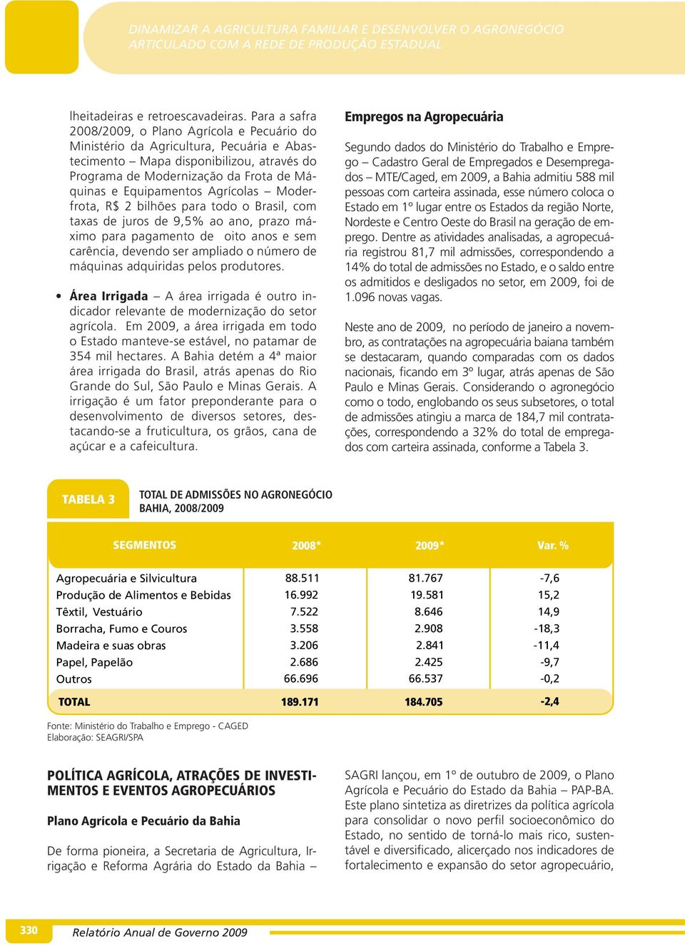 Agrícolas Moderfrota, R$ 2 bilhões para todo o Brasil, com taxas de juros de 9,5% ao ano, prazo máximo para pagamento de oito anos e sem carência, devendo ser ampliado o número de máquinas adquiridas