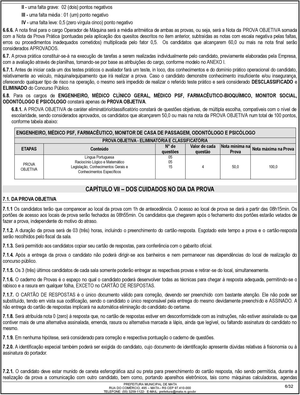 quesitos descritos no item anterior, subtraídas as notas com escala negativa pelas faltas, erros ou procedimentos inadequados cometidos) multiplicada pelo fator 0,5.