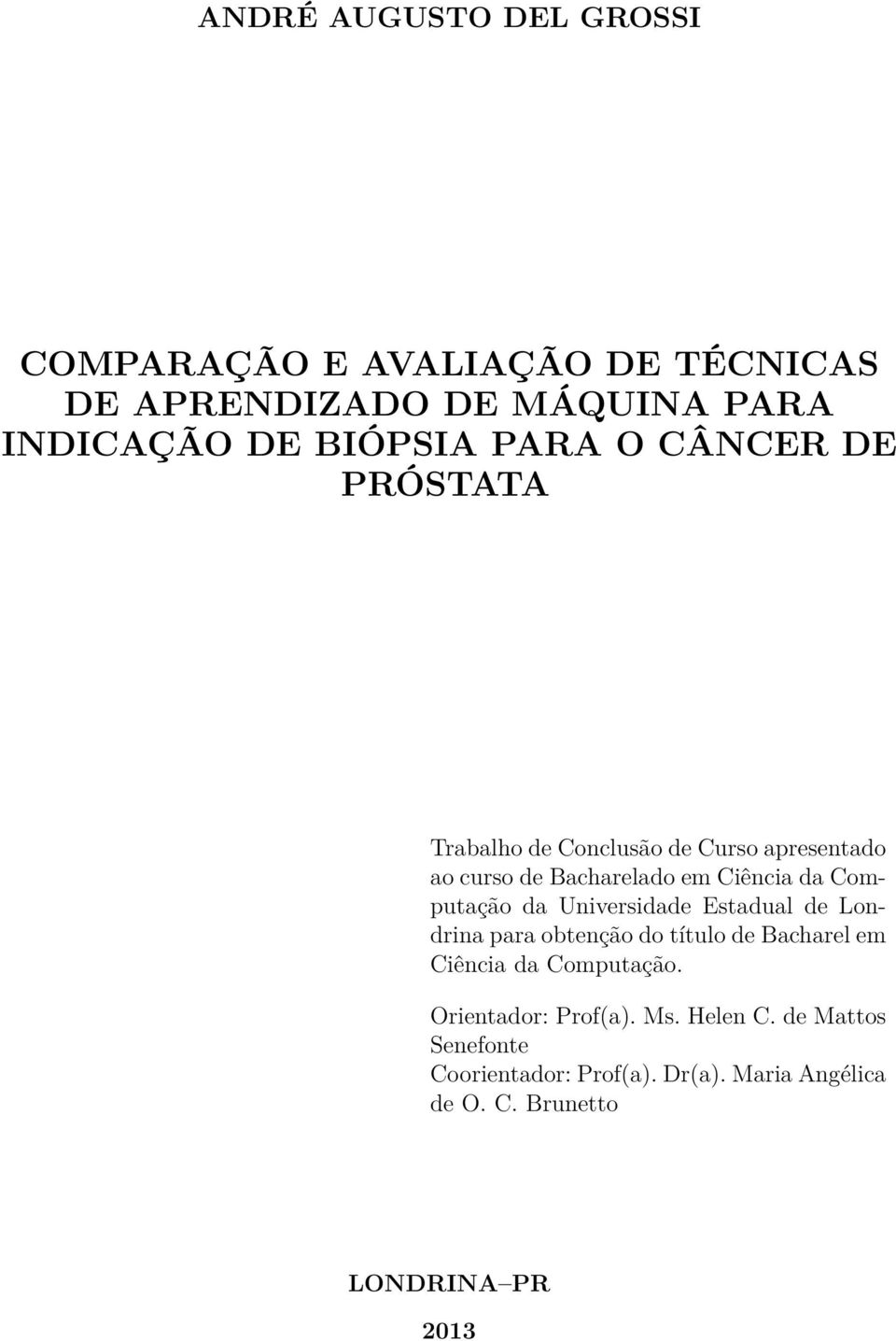 Computação da Universidade Estadual de Londrina para obtenção do título de Bacharel em Ciência da Computação.
