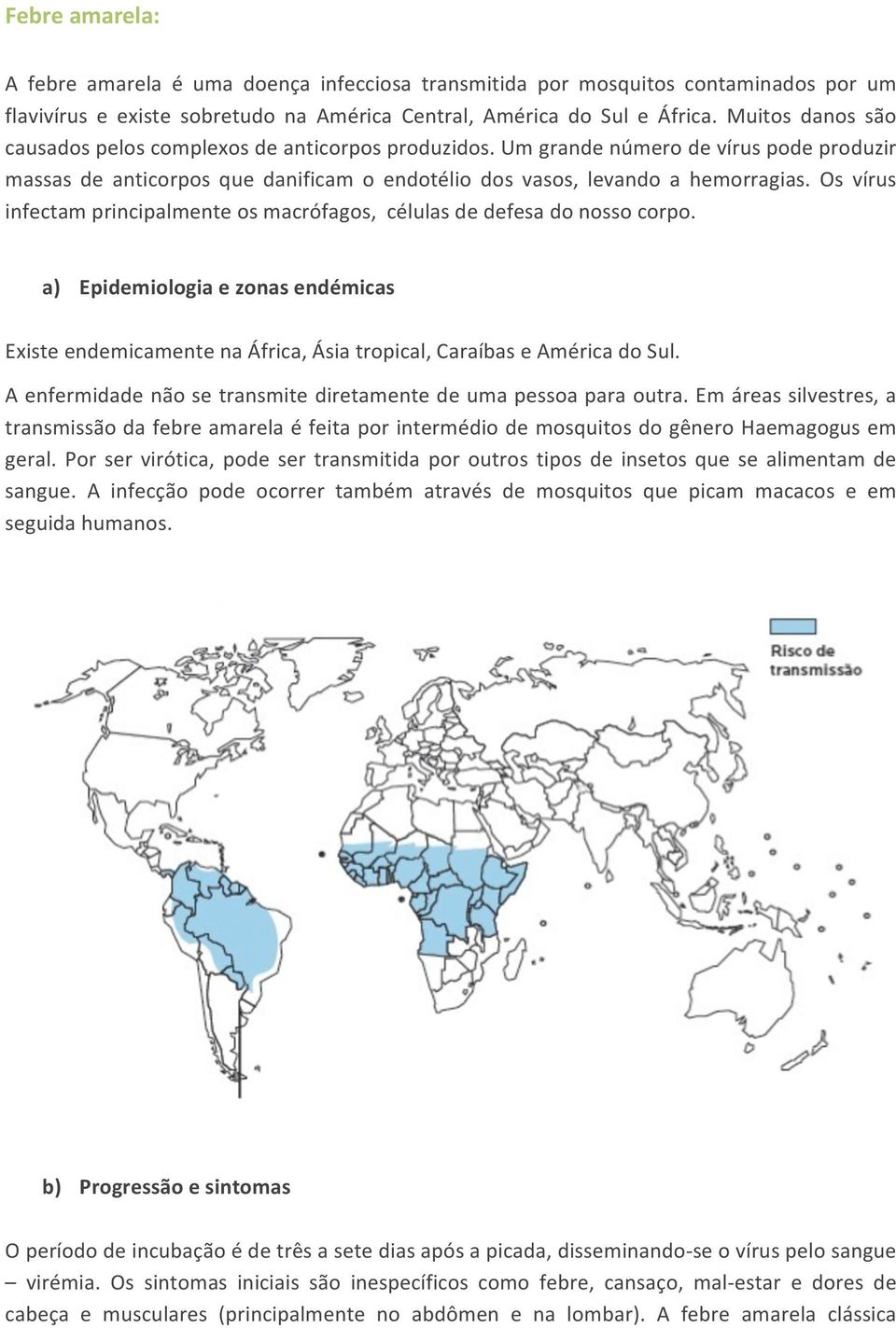 Os vírus infectamprincipalmenteosmacrófagos,célulasdedefesadonossocorpo. a) Epidemiologiaezonasendémicas ExisteendemicamentenaÁfrica,Ásiatropical,CaraíbaseAméricadoSul.