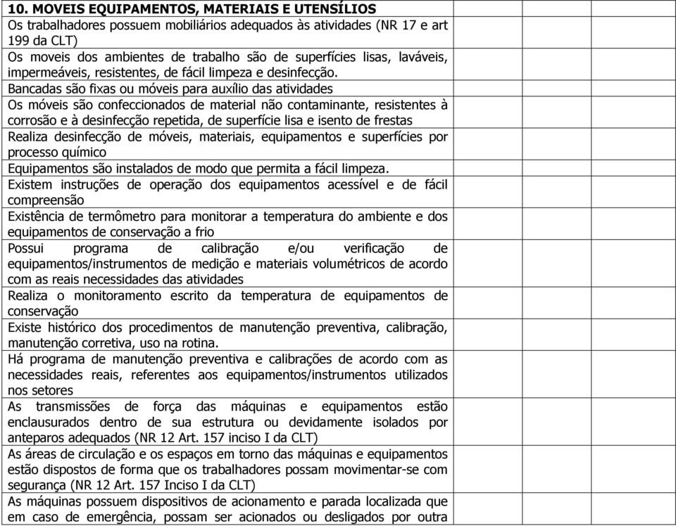 Bancadas são fixas ou móveis para auxílio das atividades Os móveis são confeccionados de material não contaminante, resistentes à corrosão e à desinfecção repetida, de superfície lisa e isento de