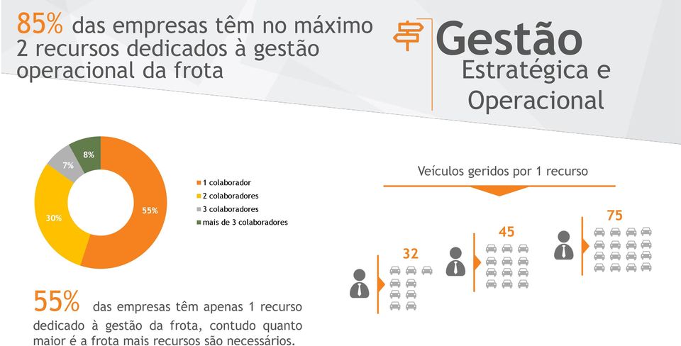 colaboradores 30% 55% 3 colaboradores mais de 3 colaboradores 45 75 32 55% das empresas têm