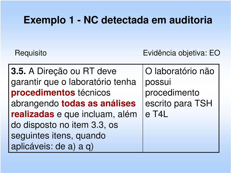 abrangendo todas as análises realizadas e que incluam, além do disposto no item 3.