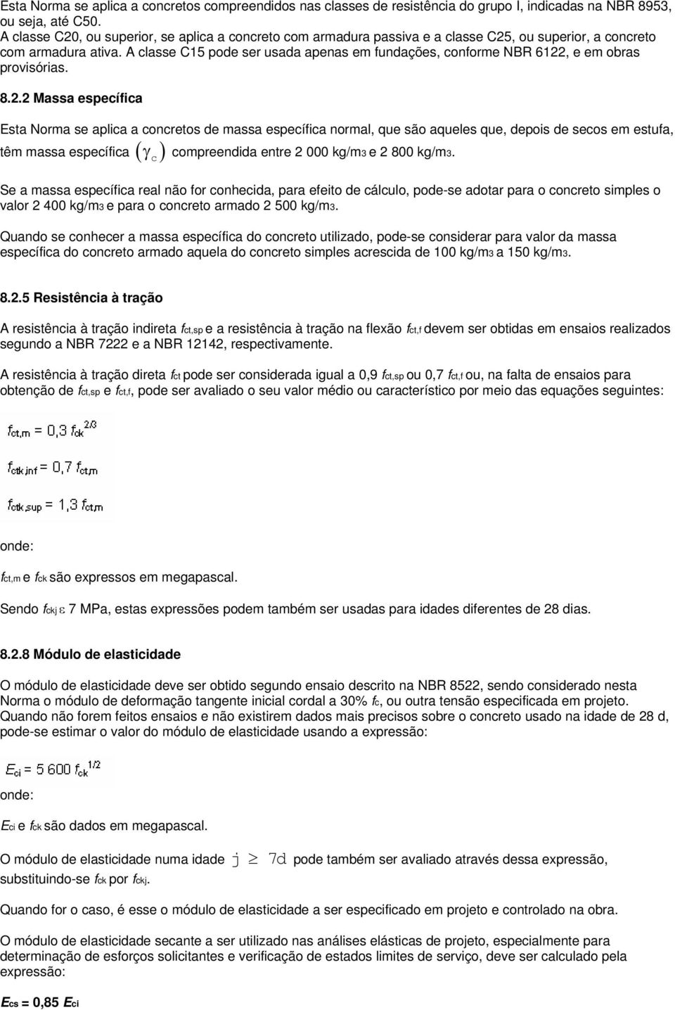 A classe C15 pode ser usada apenas em fundações, conforme NBR 6122