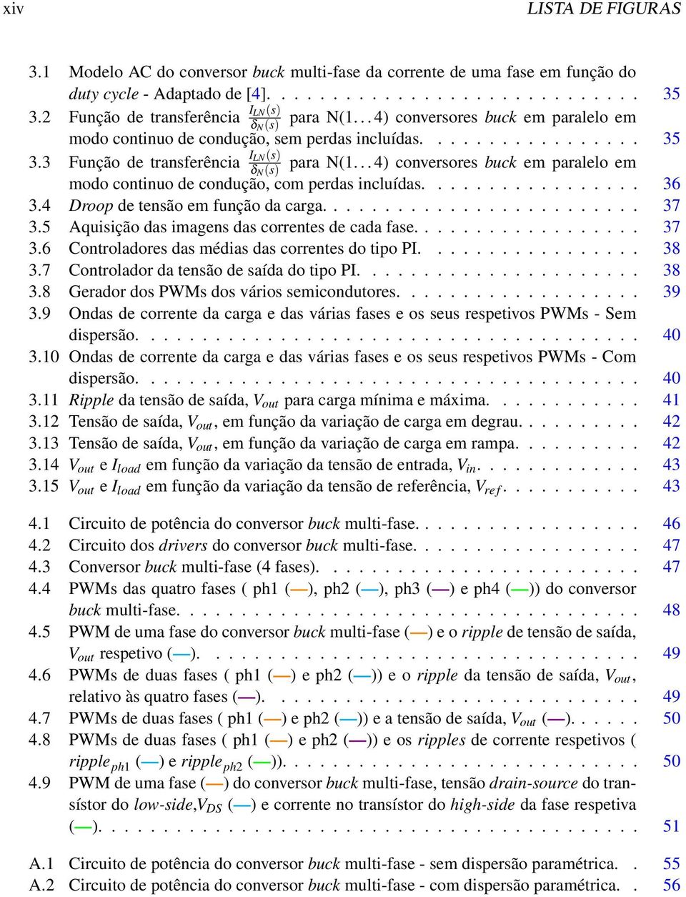 3 Função de transferência I LN(s) δ N (s) para N(1... 4) conversores buck em paralelo em modo continuo de condução, com perdas incluídas................. 36 3.4 Droop de tensão em função da carga.