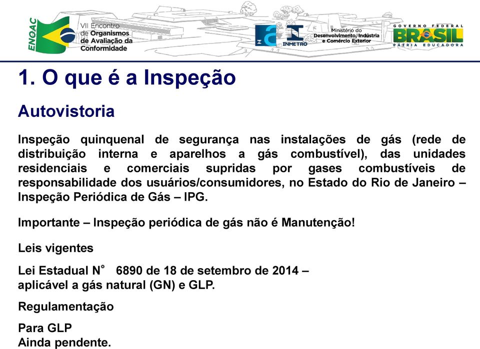 usuários/consumidores, no Estado do Rio de Janeiro Inspeção Periódica de Gás IPG.